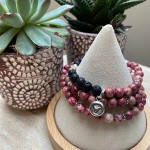 Empowered Love | Pink Fossil Jasper Wrap Diffuser Bracelets
